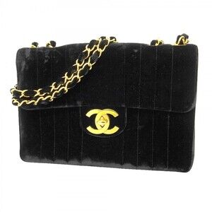 Chanel Mademoiselle Shoulder Bag with Double Chain, Deca Coco, Velvet, Black,...